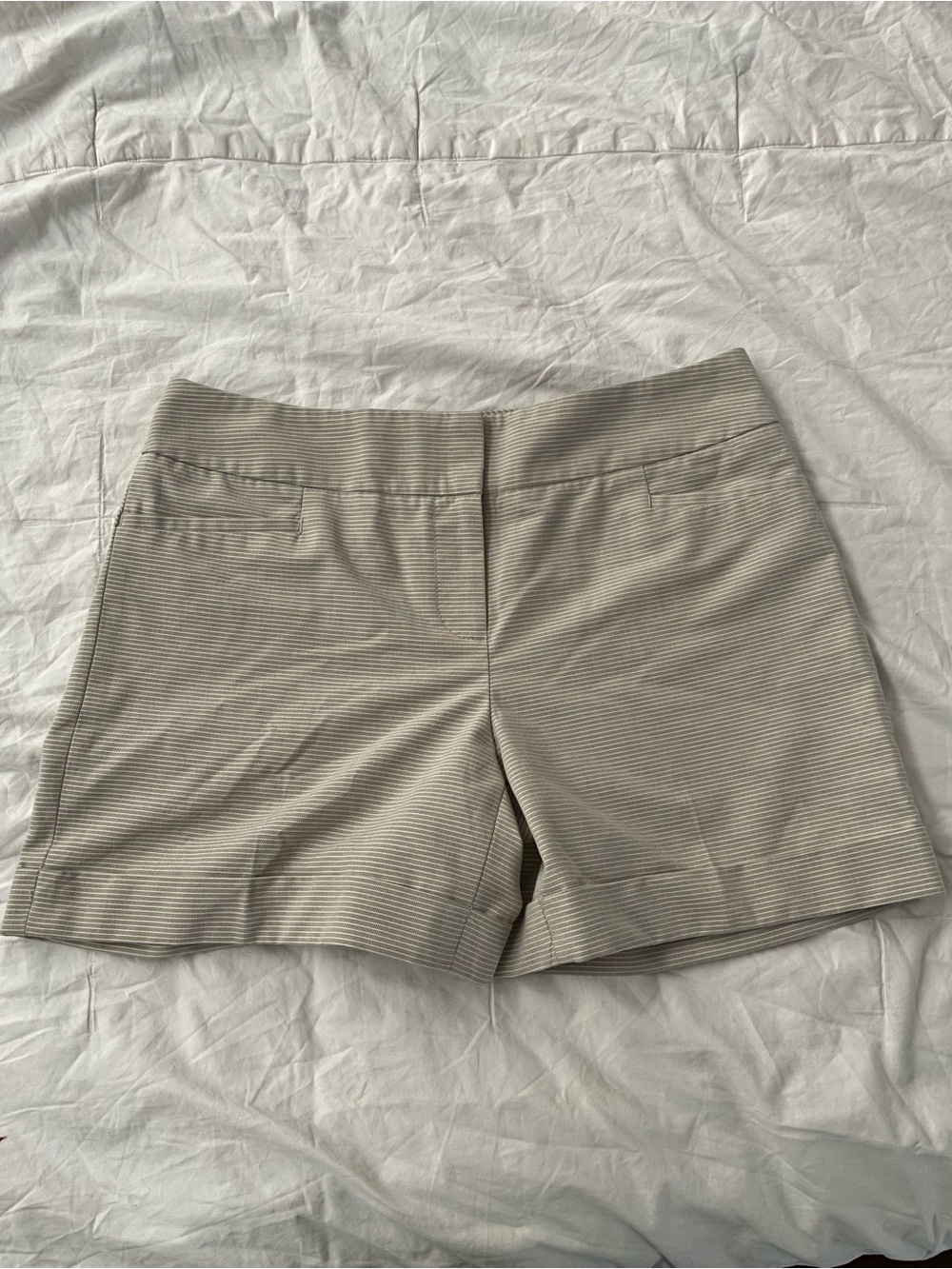 The Limited Light Gray High-Waist Ribbed Stretch Shorts Size 6